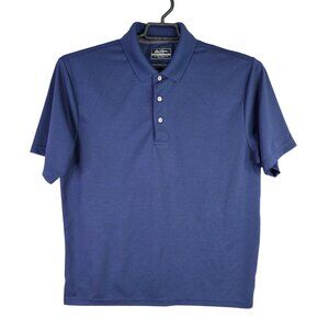 Mens Ben Hogan Blue Ribbed Performance Polo Golf Shirt Short Sleeve Size L